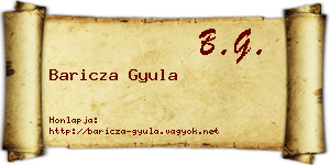 Baricza Gyula névjegykártya